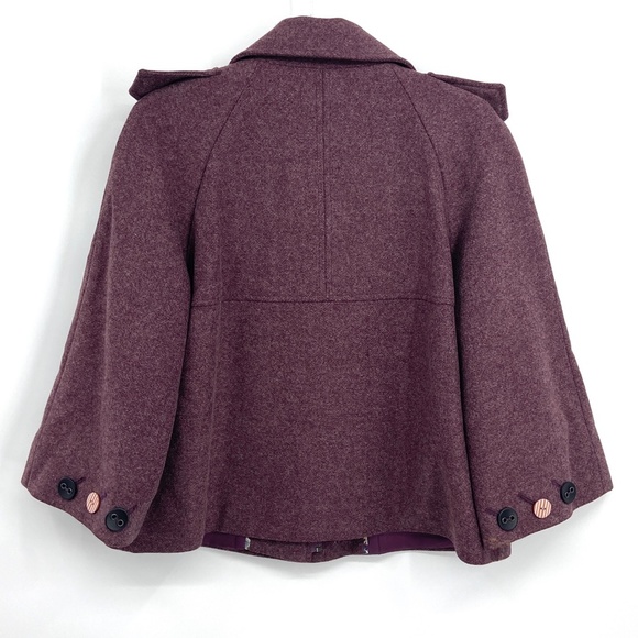 Elegant Women's Burgundy Peacoat - Picture 2 of 8